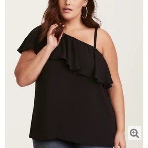 Torrid Georgette One Shoulder Ruffle Top